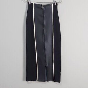 Robin Robine Paris Y2K Vintage Faux Leather Blend Zip Front Pencil Long Skirt